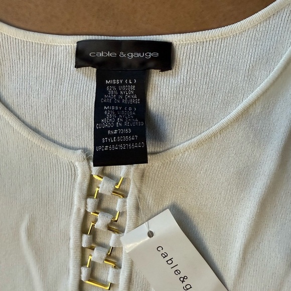 Cable & Gauge Missy Shirt Womens Large White Tee Stretch Round Neck NWT - Picture 4 of 5